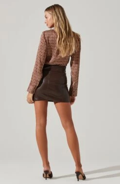 Veruca Faux Leather Mini Skirt 22 Veruca Faux Leather Mini Skirt -Chic Ladies Wear Shop ACS9105 DARKBROWN 4