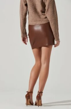 Atwell Faux Leather Lace Up Mini Skirt -Chic Ladies Wear Shop ACS9106 CHESTNUT 3 b9621184 d3bb 4f51 b694 deda070495c2
