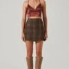 Brina Plaid Mini Skirt -Chic Ladies Wear Shop ACS9107 BROWNBLACKPLAID 14091