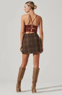 Brina Plaid Mini Skirt 18 Brina Plaid Mini Skirt -Chic Ladies Wear Shop ACS9107 BROWNBLACKPLAID 14191