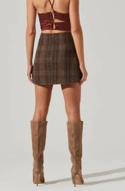 Brina Plaid Mini Skirt 17 Brina Plaid Mini Skirt -Chic Ladies Wear Shop ACS9107 BROWNBLACKPLAID 14221