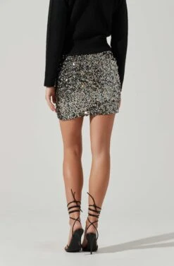 Milan Sequin Mini Skirt -Chic Ladies Wear Shop ACS9108 BLACKRAINBOW 4