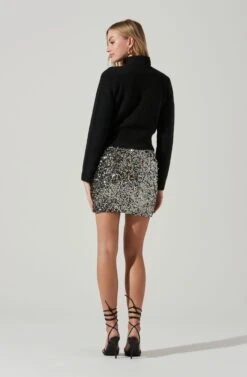 Milan Sequin Mini Skirt -Chic Ladies Wear Shop ACS9108 BLACKRAINBOW 5