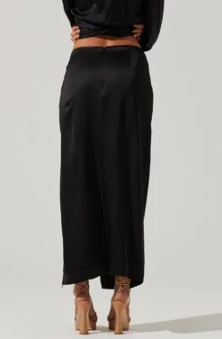 Loretta Satin Wrap Front Midi Skirt -Chic Ladies Wear Shop ACS9111VR BLACK 4