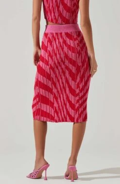 Alana Knit Pencil Midi Skirt -Chic Ladies Wear Shop ACS9113 PINKRED 4