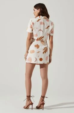 Arza Abstract Mini Skirt -Chic Ladies Wear Shop ACS9124P BROWNPINKCREAM 6