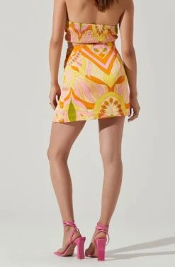 Arza Abstract Print Mini Skirt 11 Arza Abstract Print Mini Skirt -Chic Ladies Wear Shop ACS9124 PINKORANGEMULTI 4