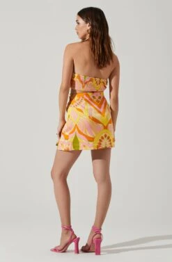 Arza Abstract Print Mini Skirt 12 Arza Abstract Print Mini Skirt -Chic Ladies Wear Shop ACS9124 PINKORANGEMULTI 5