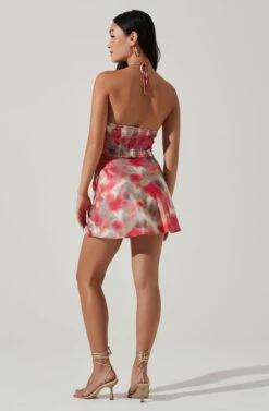 Triana Abstract Print Mini Skirt -Chic Ladies Wear Shop ACS9125 REDCORALABSTRACT 4