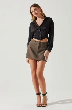 Milani Mini Skirt -Chic Ladies Wear Shop ACS9133 MUSHROOM 2