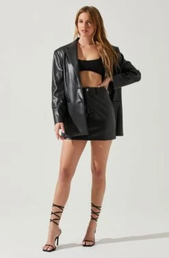 Ezra Faux Leather Mini Skirt -Chic Ladies Wear Shop ACS9135 BLACK 1