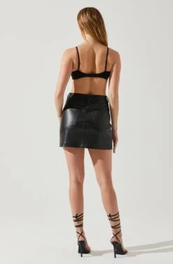 Ezra Faux Leather Mini Skirt -Chic Ladies Wear Shop ACS9135 BLACK 5