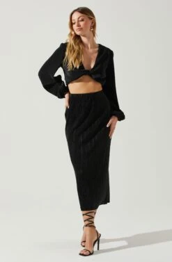 Cataleya Plisse Midi Skirt -Chic Ladies Wear Shop ACS9143 BLACK 2