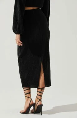 Cataleya Plisse Midi Skirt -Chic Ladies Wear Shop ACS9143 BLACK 5