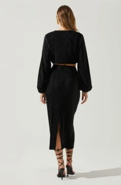 Cataleya Plisse Midi Skirt -Chic Ladies Wear Shop ACS9143 BLACK 6