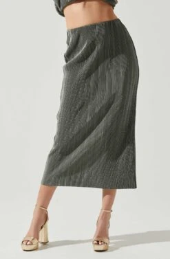 Cataleya Plisse Midi Skirt -Chic Ladies Wear Shop ACS9143 DARKSAGE 3