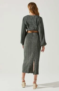 Cataleya Plisse Midi Skirt -Chic Ladies Wear Shop ACS9143 DARKSAGE 4