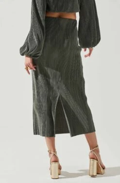 Cataleya Plisse Midi Skirt -Chic Ladies Wear Shop ACS9143 DARKSAGE 5