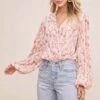Long Sleeve Plisse Tie Dye Bodysuit -Chic Ladies Wear Shop ACT13115B PINK TIE DYE 3