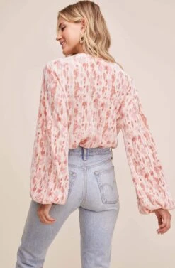 Long Sleeve Plisse Tie Dye Bodysuit -Chic Ladies Wear Shop ACT13115B PINK TIE DYE 5