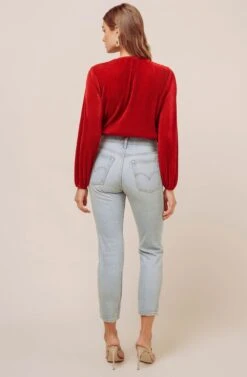 Long Sleeve Plisse Bodysuit -Chic Ladies Wear Shop ACT13115B RUST 6