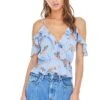 April Floral Top -Chic Ladies Wear Shop ACT13385B BLUE PEACH FLORAL 00