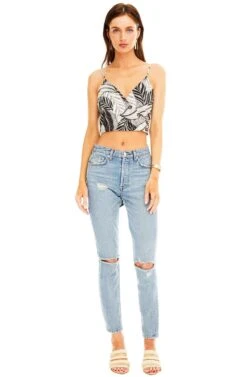 Chic Ladies Wear Shop -Chic Ladies Wear Shop ACT13624 BLACK CREAM PALM 01