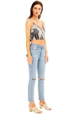 Yuna Top -Chic Ladies Wear Shop ACT13624 BLACK CREAM PALM 02