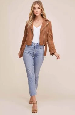 Venice Moto Jacket -Chic Ladies Wear Shop ACT13785 CARAMEL 1