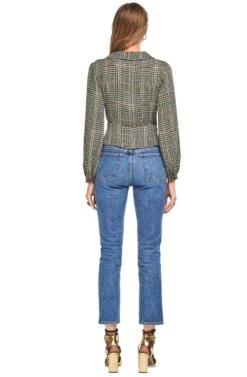 Renee Top -Chic Ladies Wear Shop ACT13920 SAGE MULTI PLAID 03