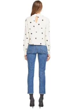 Kara Blouse -Chic Ladies Wear Shop ACT13957 CREAM BLACK DOT 02