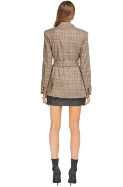 Emerson Blazer -Chic Ladies Wear Shop ACT15012 TAUPE RED PLAID 03