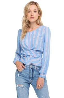 Long Sleeve Full Wrap Top -Chic Ladies Wear Shop ACT15021 BLUE PINK MULTI 00