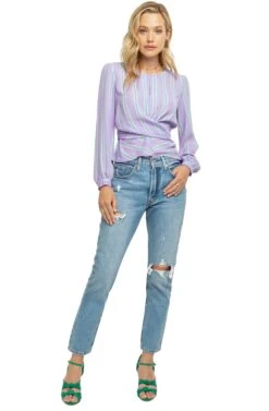 Long Sleeve Full Wrap Top -Chic Ladies Wear Shop ACT15021 LILAC GREEN MULTI 01