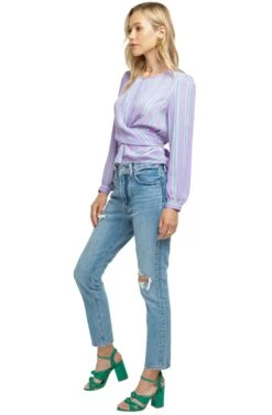 Long Sleeve Full Wrap Top -Chic Ladies Wear Shop ACT15021 LILAC GREEN MULTI 02