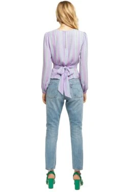 Long Sleeve Full Wrap Top -Chic Ladies Wear Shop ACT15021 LILAC GREEN MULTI 03