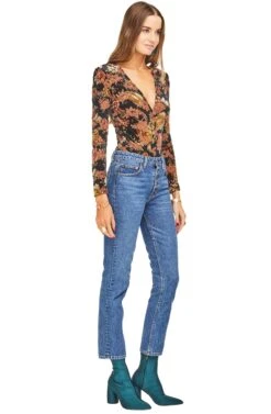 Vickie Bodysuit -Chic Ladies Wear Shop ACT15038 BLACK RUST FLORAL 02