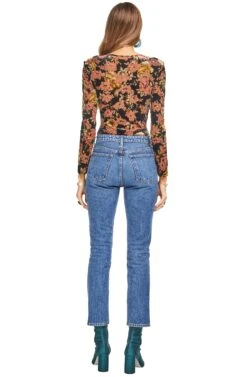 Vickie Bodysuit -Chic Ladies Wear Shop ACT15038 BLACK RUST FLORAL 03