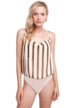 Cowl Cami Bodysuit -Chic Ladies Wear Shop ACT15040 IVORY GOLD 04