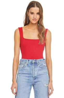 Nellie Tank Bodysuit -Chic Ladies Wear Shop ACT15122 CHERRY RED 1A