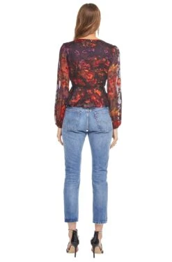 Gianna Blouse Top -Chic Ladies Wear Shop ACT15127 PLUM RED FLORAL 03