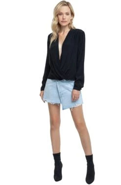 Long Sleeve Surplice Top -Chic Ladies Wear Shop ACT15231 BLACK 01