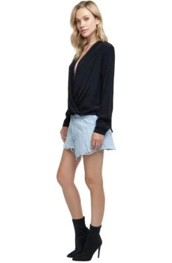 Long Sleeve Surplice Top -Chic Ladies Wear Shop ACT15231 BLACK 02