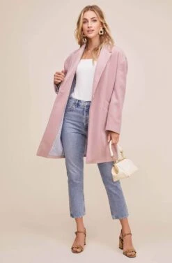 One Button Closure Topcoat -Chic Ladies Wear Shop ACT15261 LAVENDER 1