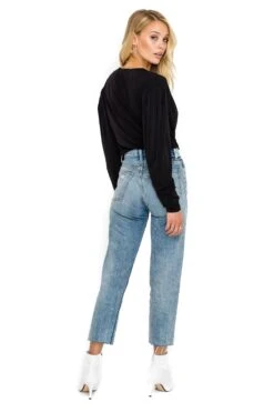 Pleated V-Neck Bodysuit -Chic Ladies Wear Shop ACT15293 BLACK 03