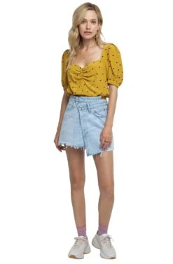 Drew Polka Dot Crop Top -Chic Ladies Wear Shop ACT15306 MUSTARD DOT 1