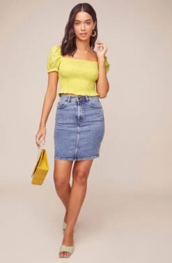 Mason Puff Sleeve Crop Top -Chic Ladies Wear Shop ACT15321B LEMON 1
