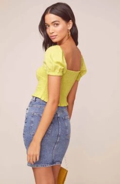 Mason Puff Sleeve Crop Top -Chic Ladies Wear Shop ACT15321B LEMON 2