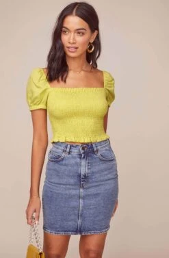 Mason Puff Sleeve Crop Top -Chic Ladies Wear Shop ACT15321B LEMON 3