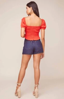 Mason Puff Sleeve Crop Top -Chic Ladies Wear Shop ACT15321B RED 3